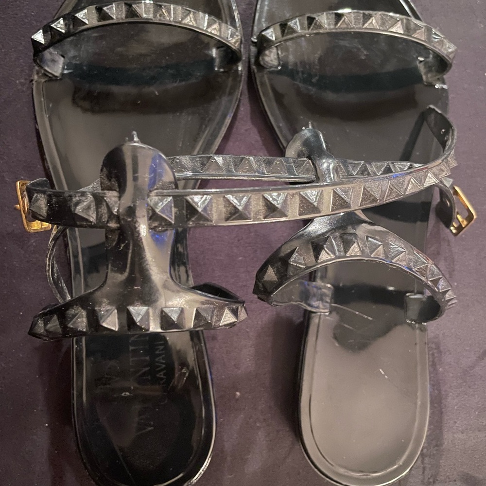 Never Worn Black Studded Jelly Sandals Size 39